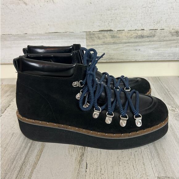 Free People Women’s 9 Durango Black Suede Platform Lace-Up Hiker Ankle Boots - Picture 3 of 10